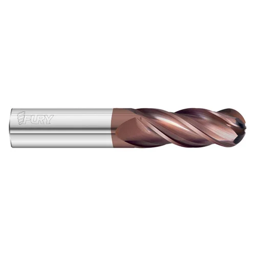 Fullerton Tool 35004 | 1/8" Diameter x 1/8" Shank x 1/2" LOC x 2" OAL 4 Flute FC20 Solid Carbide Ball End Mill