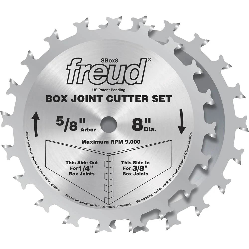Freud T24408 - 8" x 5/8" 20t Box Joint Saw Blade Set