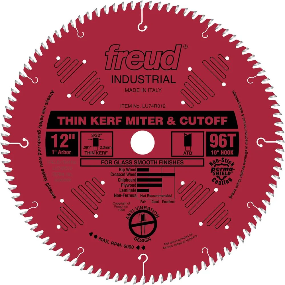 Freud T24425 - 12" x 1" 96t ATB Crosscut Saw Blade