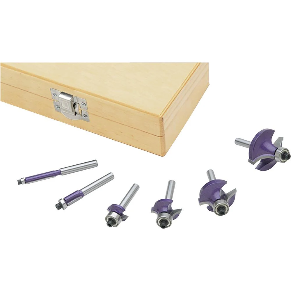 Grizzly H3427 - Flush Trim/Roundover Router Bit Set, 1/4" Shank, 6 Pc.