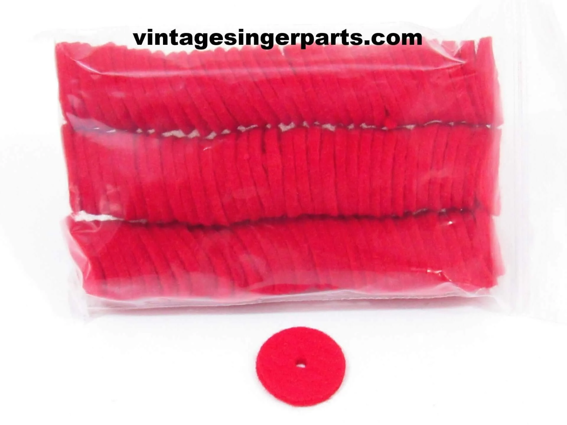 Replacement Spool Pin Felt Pads 100-Pack - Red or White 3mm x 27mm - Part # R8879